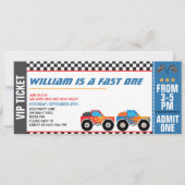 Fast One Monster Truck Race Ticket Eerste Verjaard Kaart (Voorkant)
