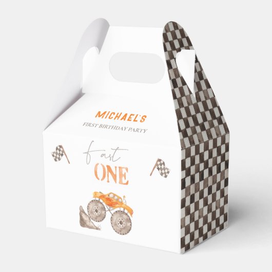 Fast One Monster Truck Verjaardag Favor Box Bedankdoosjes (Achterkant)