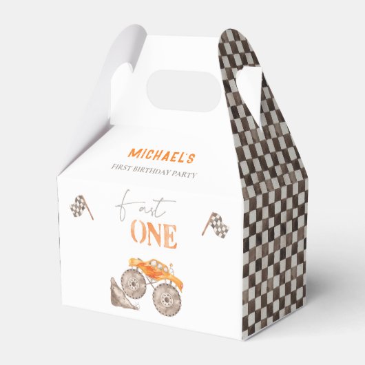 Fast One Monster Truck Verjaardag Favor Box Bedankdoosjes (Voorkant Zijde)