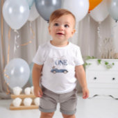 Fast One Navy Blue Race Car Birthday T-shirt