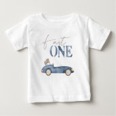 Fast One Navy Blue Race Car Birthday T-shirt (Voorkant)