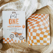 Fast One Oranje Dirt Bike Boy 1e Verjaardagsfeestj Kaart