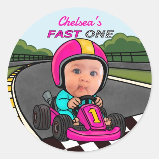 Fast One Pink Birthday Ronde Sticker (Voorkant)