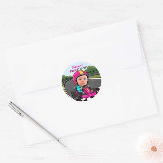 Fast One Pink Birthday Ronde Sticker (Envelop)