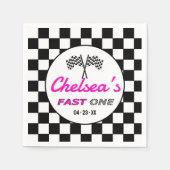 Fast ONE Pink Black White Race Car Flags Birthday  Servet (Voorkant)