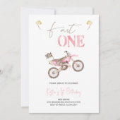 Fast ONE Pink Dirt Bike Verjaardagsuitnodiging Kaart (Voorkant)