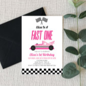 Fast One Pink Flame Race Auto 1e Verjaardagsfeest Kaart