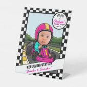 Fast ONE Pink Refueling Station Drinks and Snacks Reclamebord Met Voetstuk (Voorkant)