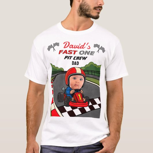 Fast ONE Pit Crew Dad | Custom Birthday T-Shirt (Voorkant)