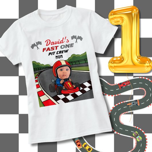 Fast ONE Pit Crew Mom | Custom Birthday  T-shirt