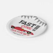 Fast One Race Auto 1e Jongen Verjaardagsfeest Papieren Bordje (Gekanteld)