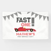 Fast One Race Auto 1e Jongen Verjaardagsfeest Spandoek (Horizontaal)