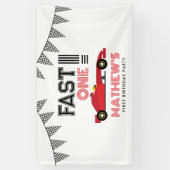 Fast One Race Auto 1e Jongen Verjaardagsfeest Spandoek (Verticaal)