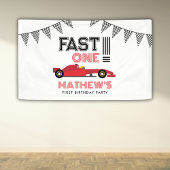 Fast One Race Auto 1e Jongen Verjaardagsfeest Spandoek