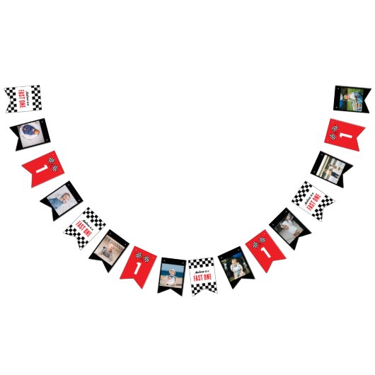 Fast One Race Auto 1e Verjaardag bunting banner (Alle)