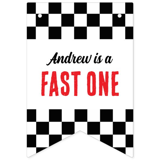 Fast One Race Auto 1e Verjaardag bunting banner (Eerste vlag)