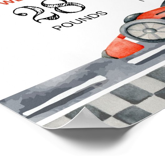 Fast One Race Auto Verjaardagsfeestje Milestone Po Poster (Hoek)