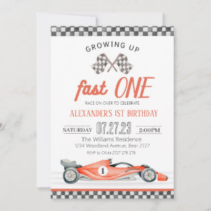 Fast One Race Car 1st Birthday Invitation Race Kaart