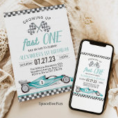 Fast One Race Car 1st Birthday Invitation Race Kaart