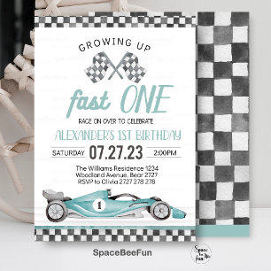 Fast One Race Car 1st Birthday Invitation Race Kaart