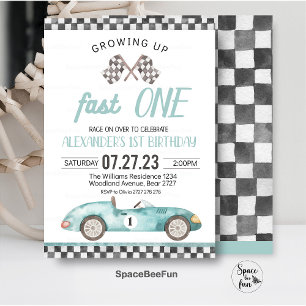 Fast One Race Car 1st Birthday Invitation Race Kaart