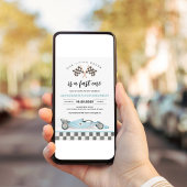 Fast One Race Car 1st Birthday Kaart