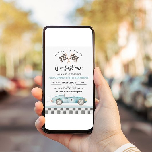 Fast One Race Car 1st Birthday Kaart