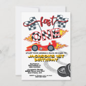 Fast One Race Car 1st Birthday Party Kaart (Voorkant)