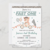 Fast One Race Car 1st Birthday Party Kaart (Voorkant)