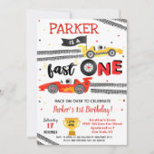 Fast One Race Car 1st Birthday Party-uitnodigingen Kaart (Voorkant)