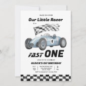 Fast One Race Car 1st Birthday Racing Boy Kaart (Voorkant)