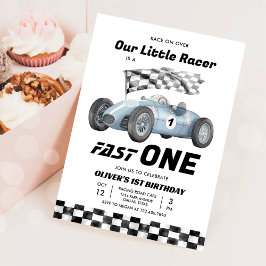 Fast One Race Car 1st Birthday Racing Boy Kaart