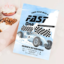Fast One Race Car 1st Birthday Racing Boy Kaart