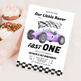 Fast One Race Car 1st Birthday Racing Girl Kaart