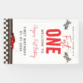 Fast One Race Car 1st Birthday Spandoek (Horizontaal)