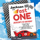 Fast ONE Race Car 1st Birthday Uitnodiging