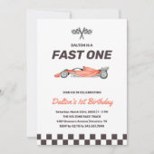 Fast One Race Car 1st Boy's Birthday Party Kaart (Voorkant)