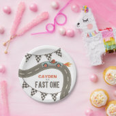 Fast One Race Car Birthday Papieren Bordje (Feest)