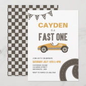 Fast One Race Car Birthday-uitnodiging Kaart (Voorkant / Achterkant)