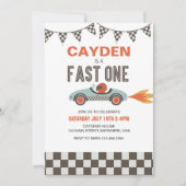 Fast One Race Car Birthday-uitnodiging Kaart (Voorkant)