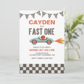 Fast One Race Car Birthday-uitnodiging Kaart (Staand voorkant)