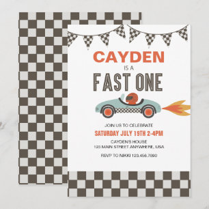 Fast One Race Car Birthday-uitnodiging Kaart