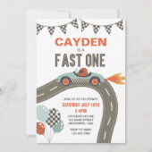 Fast One Race Car Birthday-uitnodiging Kaart (Voorkant)