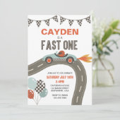 Fast One Race Car Birthday-uitnodiging Kaart (Staand voorkant)