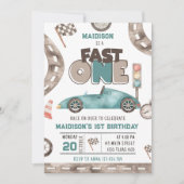 Fast One Race Car Boy 1e Verjaardag Kaart (Voorkant)
