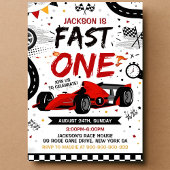 Fast One Race Car Boy 1e Verjaardag uitnodiging