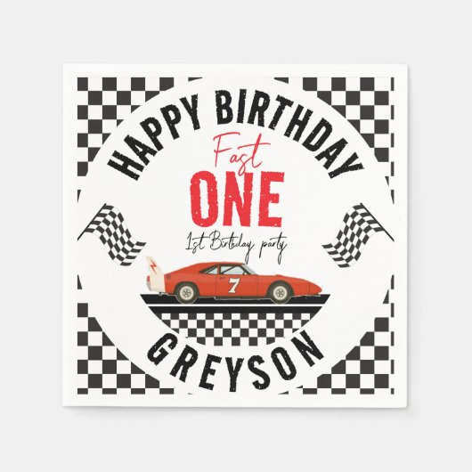 Fast One Race Car Boy 1e verjaardagsfeestje Servet (Voorkant)