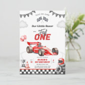Fast One Race Car Boy 1st Birthday Invitation Kaart (Staand voorkant)