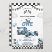 Fast One Race Car Boy 1st Birthday Invitation Kaart (Voorkant / Achterkant)