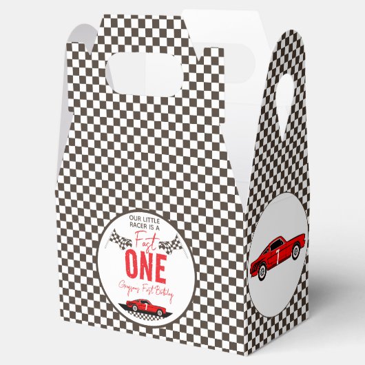 Fast One Race Car Boy 1st Birthday Party Bedankdoosjes (Geopend)